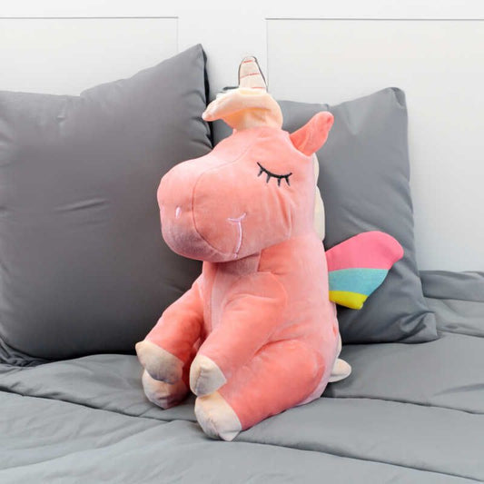 Somon Rengi Oturan Unicorn Peluş Oyuncak Ayı - Hediye